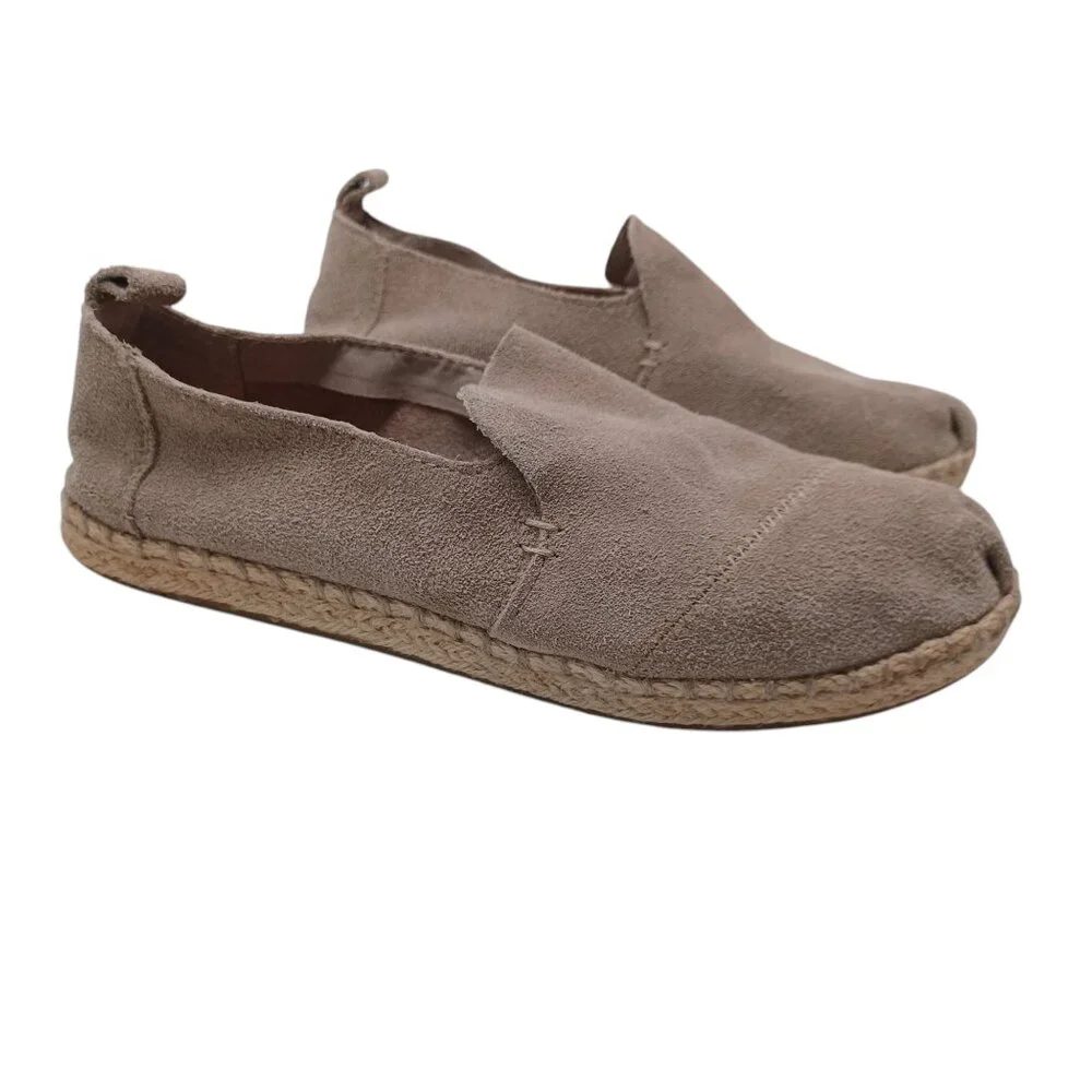 Toms Suede Flats Espadrilles Slip On‎ Loafer Neutral Tan Womens 6.5